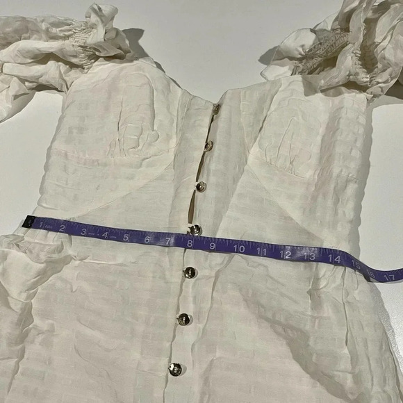 Cult Gaia Simona white linen off shoulder midi Dress size Large - Picture 16 of 16